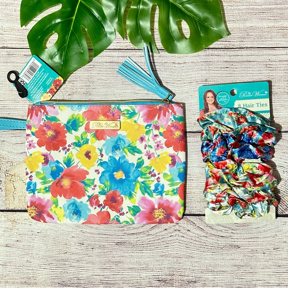 The Pioneer Woman Hair Ties 8 pack & Cosmetic bag NWT